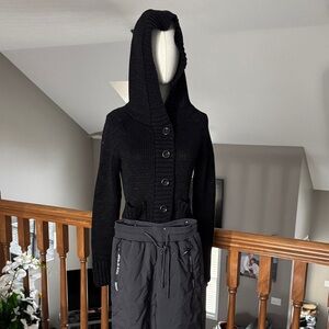 Black Hooded Cardigan with Gray Pants set like new